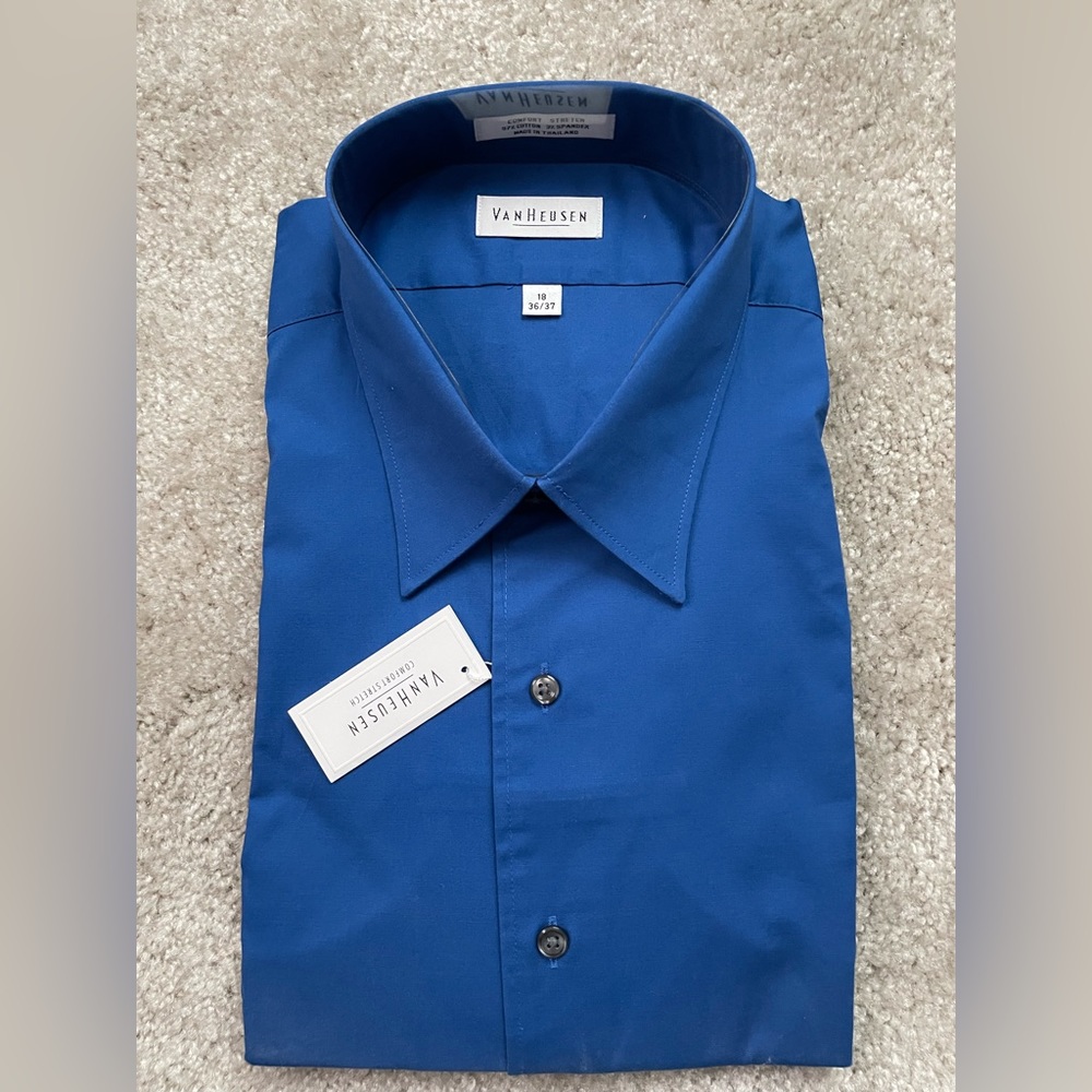 NWT Van Huesen Comfort Stretch, Shirt 18, 36/37, Navy